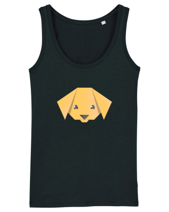 Cute Dog Face - Origami Style Black