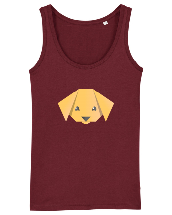 Cute Dog Face - Origami Style Burgundy