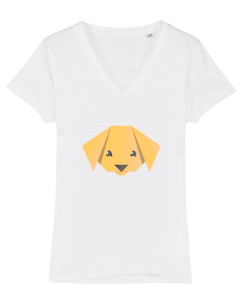 Cute Dog Face - Origami Style White