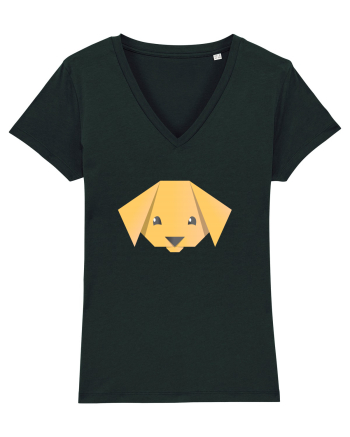Cute Dog Face - Origami Style Black