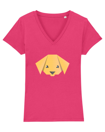 Cute Dog Face - Origami Style Raspberry