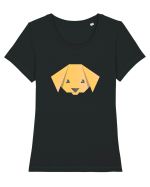 Cute Dog Face - Origami Style Tricou mânecă scurtă guler larg fitted Damă Expresser