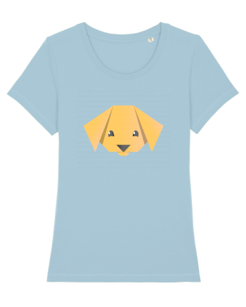 Cute Dog Face - Origami Style Sky Blue