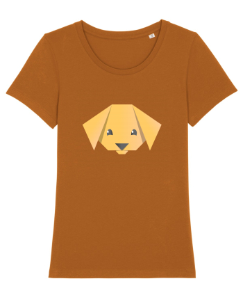 Cute Dog Face - Origami Style Roasted Orange