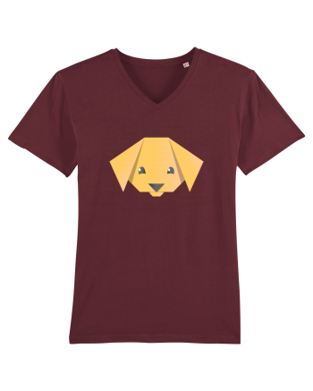 Cute Dog Face - Origami Style Burgundy
