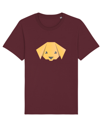 Cute Dog Face - Origami Style Burgundy