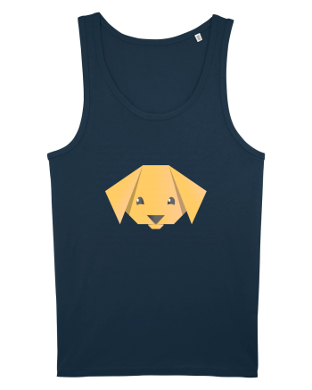Cute Dog Face - Origami Style Navy