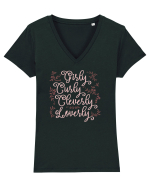 Girly Tricou mânecă scurtă guler V Damă Evoker