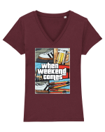 When weekend comes Tricou mânecă scurtă guler V Damă Evoker