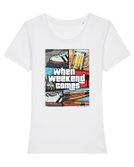 When weekend comes Tricou mânecă scurtă guler larg fitted Damă Expresser