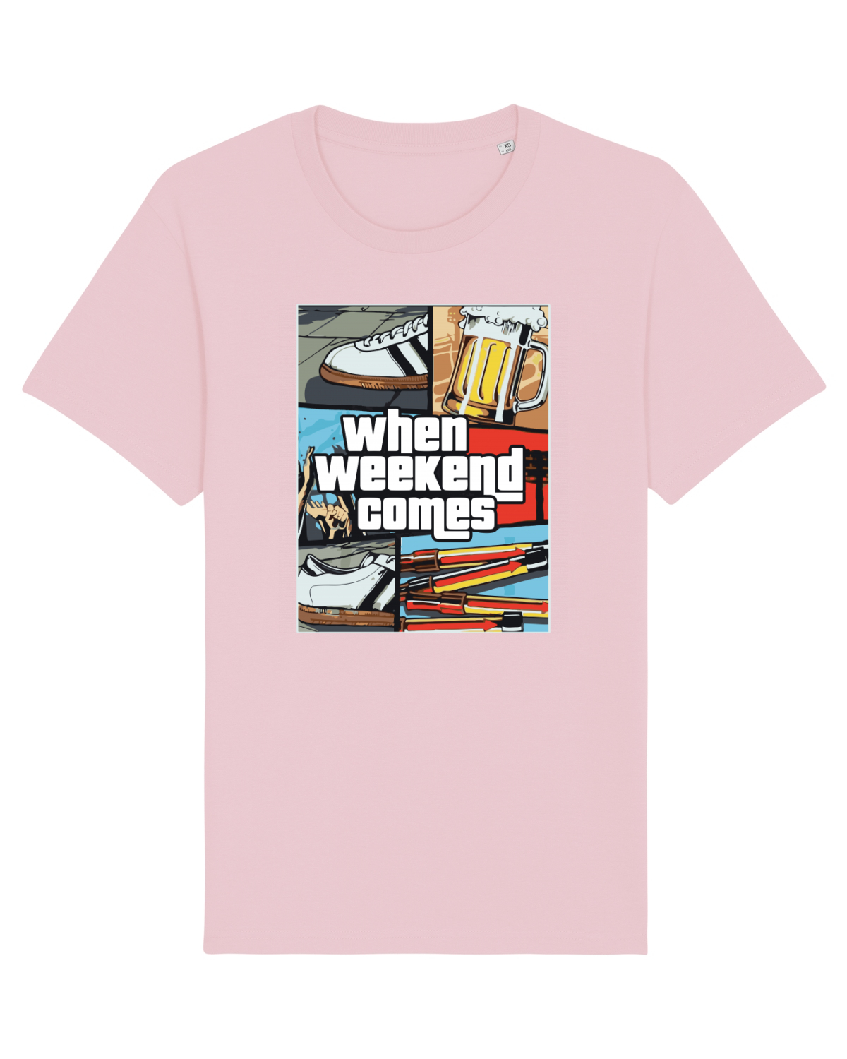 Tricou mânecă scurtă Unisex Rocker Cotton Pink