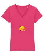 Cheese Design Tricou mânecă scurtă guler V Damă Evoker