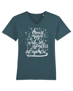 Alege magia - alb Tricou mânecă scurtă guler V Bărbat Presenter