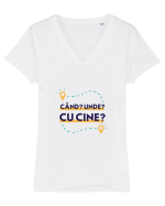 Cand? Unde? Cu cine? Tricou mânecă scurtă guler V Damă Evoker