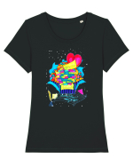 Buchet de ganduri Tricou mânecă scurtă guler larg fitted Damă Expresser