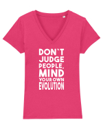 Mind your evolution Tricou mânecă scurtă guler V Damă Evoker