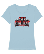 Self confident Tricou mânecă scurtă guler larg fitted Damă Expresser