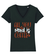 All You Need Is Coffee Tricou mânecă scurtă guler V Damă Evoker