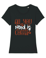All You Need Is Coffee Tricou mânecă scurtă guler larg fitted Damă Expresser