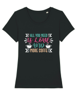 All You Need Is Love And More Coffee Tricou mânecă scurtă guler larg fitted Damă Expresser