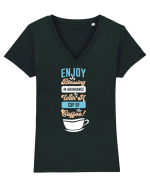 Blessing With A Coffee Tricou mânecă scurtă guler V Damă Evoker