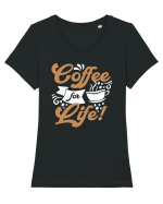 Coffee For Life Tricou mânecă scurtă guler larg fitted Damă Expresser