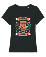 Happiness Is A Cup Of Coffee And A Good Book Tricou mânecă scurtă guler larg fitted Damă Expresser
