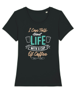 I Can Talk About Life With A Cup Of Coffee Tricou mânecă scurtă guler larg fitted Damă Expresser