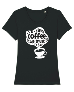 In Coffee We Trust Tricou mânecă scurtă guler larg fitted Damă Expresser