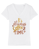It's Always Coffee Time Tricou mânecă scurtă guler V Damă Evoker