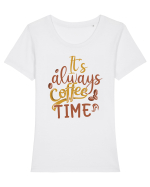 It's Always Coffee Time Tricou mânecă scurtă guler larg fitted Damă Expresser