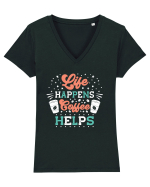 Life Happens Coffee Helps Tricou mânecă scurtă guler V Damă Evoker