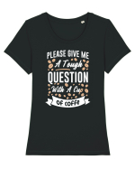 Question With A Cup Of Coffee Tricou mânecă scurtă guler larg fitted Damă Expresser