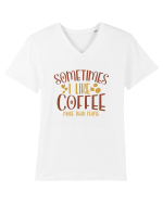 Sometimes I like coffee more than people Tricou mânecă scurtă guler V Bărbat Presenter