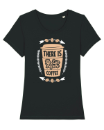 There Is No Life Before Coffee Tricou mânecă scurtă guler larg fitted Damă Expresser