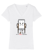 Nu-mi merge telefonul Tricou mânecă scurtă guler V Damă Evoker