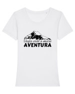 Viata este o mare aventura Tricou mânecă scurtă guler larg fitted Damă Expresser