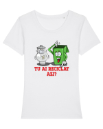 Tu ai reciclat azi? Tricou mânecă scurtă guler larg fitted Damă Expresser