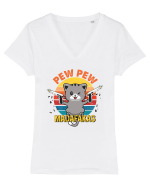 Pew Pew Madafakas  Tricou mânecă scurtă guler V Damă Evoker