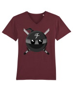 Black ninja emoticon CHI symbol Tricou mânecă scurtă guler V Bărbat Presenter