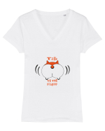 Talk to the Fluff Design Tricou mânecă scurtă guler V Damă Evoker