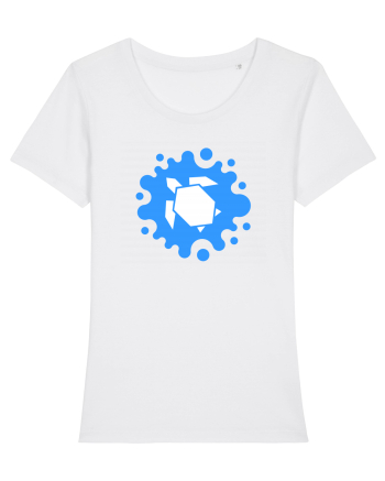 Cute Geometric Origami Turtle on a Blue Splash White