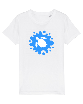 Cute Geometric Origami Turtle on a Blue Splash White