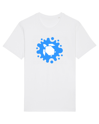 Cute Geometric Origami Turtle on a Blue Splash White