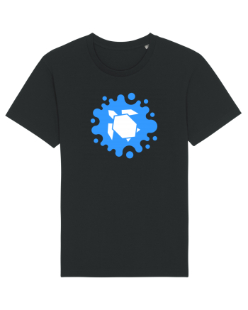 Cute Geometric Origami Turtle on a Blue Splash Black