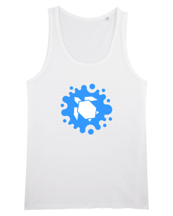 Cute Geometric Origami Turtle on a Blue Splash White