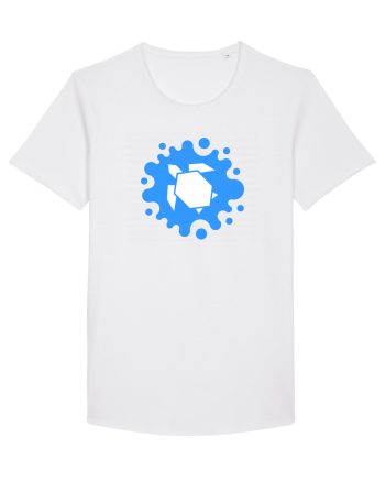 Cute Geometric Origami Turtle on a Blue Splash White