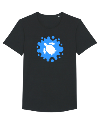 Cute Geometric Origami Turtle on a Blue Splash Black