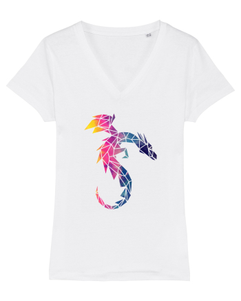 Geometric Fire And Ice Dragon White