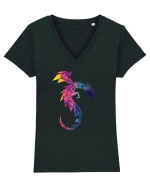Geometric Fire And Ice Dragon Tricou mânecă scurtă guler V Damă Evoker